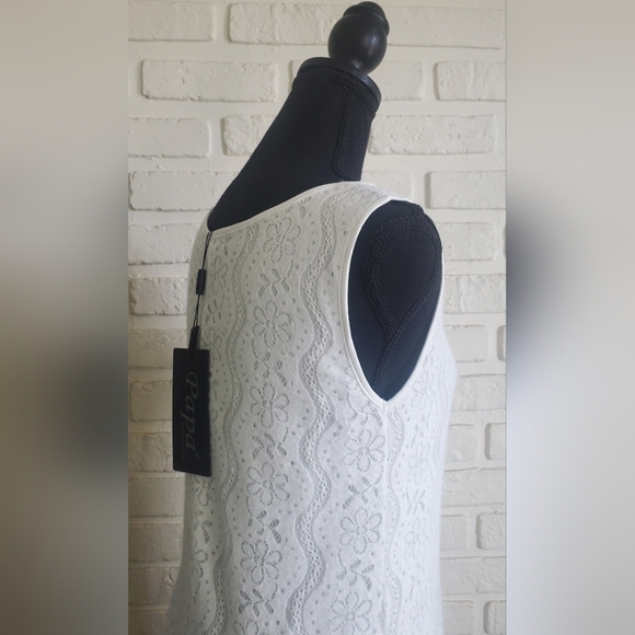 NWT Papa Vancouver White Lace Dress Asymmetrical A-line Sleeveless Summer Medium - Picture 8 of 13